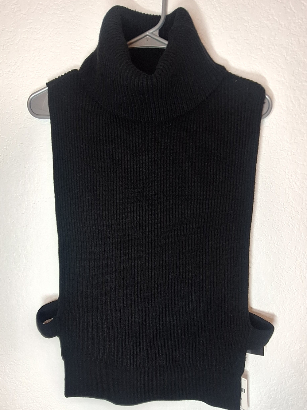 NWT Anthropologie Black Ribbed Turtleneck Sweater Vest One Size